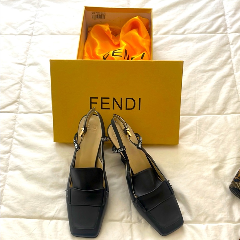 Fendi Black Slingback Heels